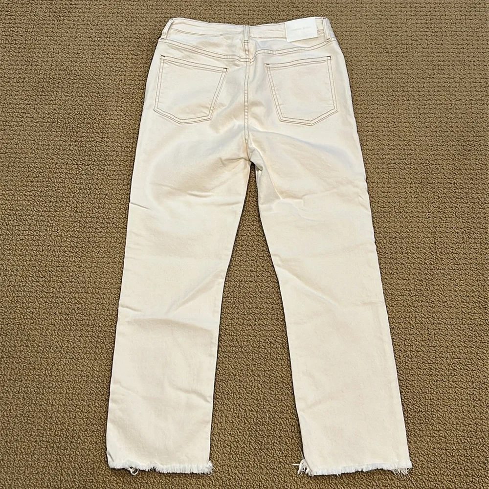 Jonathan Simkhai River High Rise Straight Leg Jeans in Ecru 32 Distressed - Picture 2 of 15